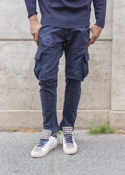Pantalone cargo blu