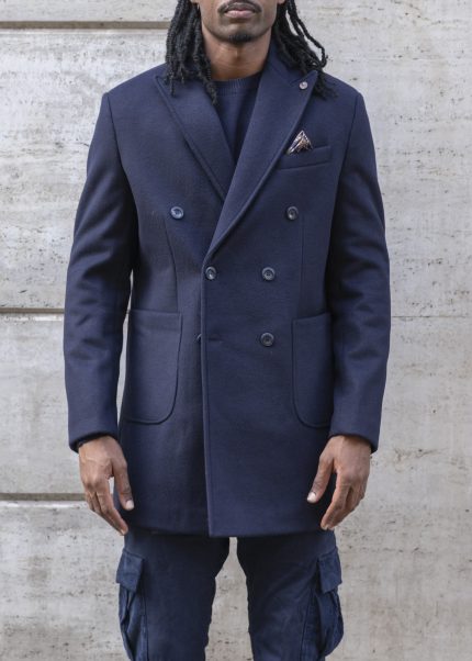Cappotto doppiopetto blu
